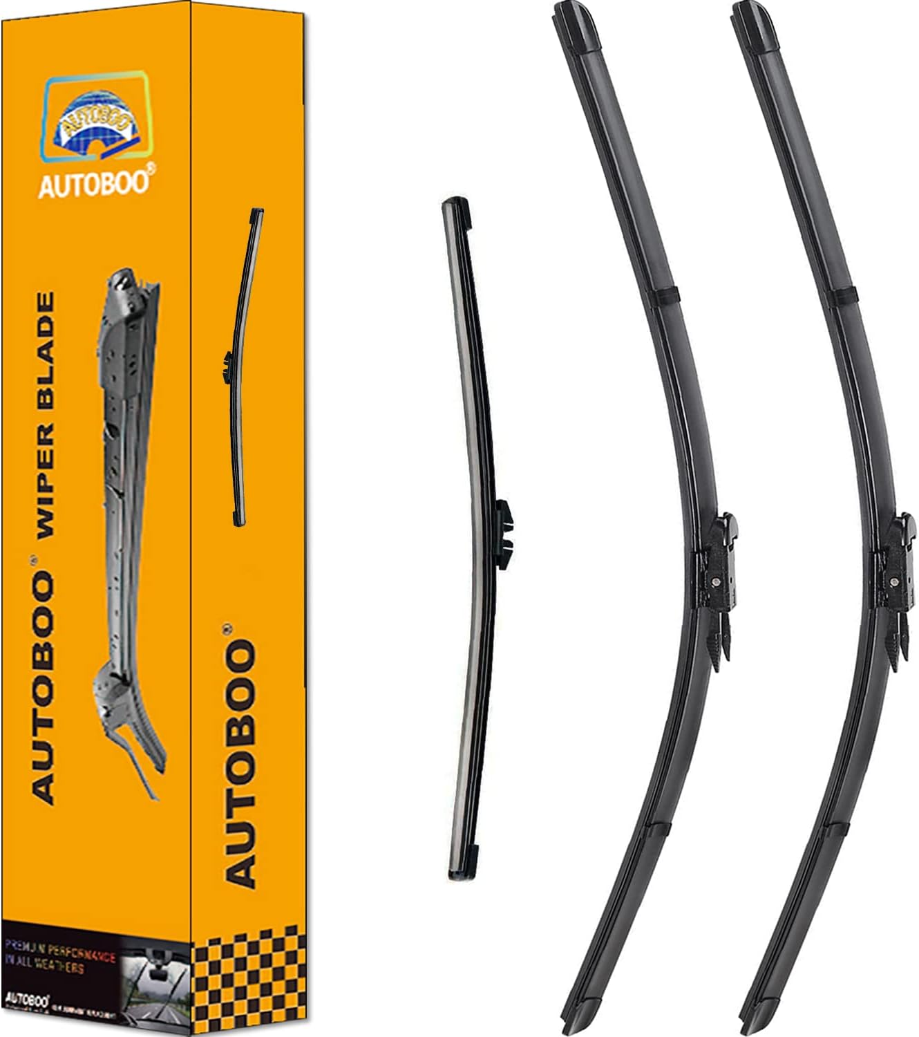 AUTOBOO 28"+28" Windshield Wipers with 15 Inch Rear Wiper Blade Replacement for Ford edge 2015 2016 2017 2018 2019 2020 2021 2022 2023-Original Factory Quality (Pack of 3)