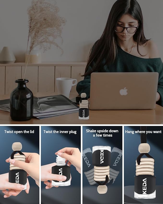 Automotive Air Freshener 4ml Car Scents | 45-Days Keep Fragrance | Automobile Hanging Diffuser Bottles | Remove Auto Odor Long-Lasting Fresh Air for Men Women Home Deodorizer (Dusk)