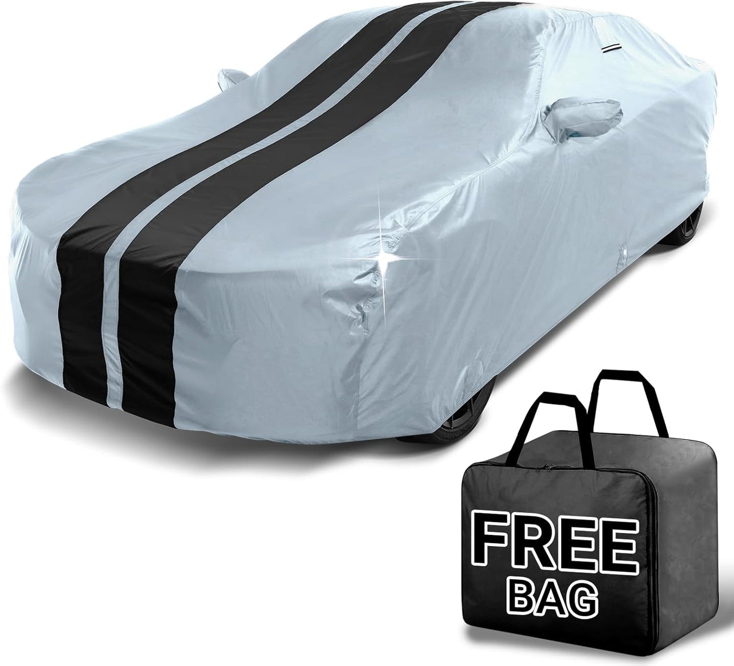 iCarCover Custom Car Cover for Chevy Corsica (1987-1996) Waterproof All Weather Rain Snow UV Sun Protector Full Exterior Indoor Outdoor Car Cover (Stripe - Gray/Black)
