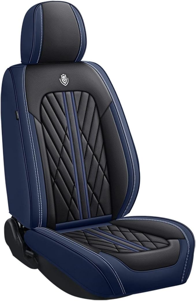 Premium Nappa Leatherette Car Seat Cover Set Custom Fit for Honda CR-V CRV 2000-2023 2024 2025 2026 Water-Proof Breathable Faux Leather Seat Cushion Protectors (Full Set 5 Seats,Black Blue)