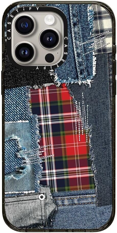 CASETiFY Impact iPhone 15 Pro Max Case [Slim/Compatible with Magsafe / 8.2 ft. 4X Military Grade Drop Protection] - Plaid Disorder Case - Clear Black
