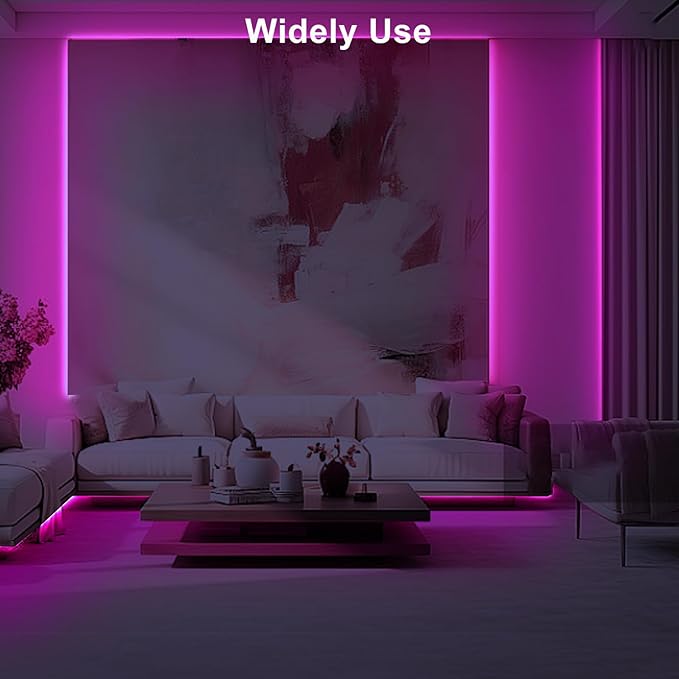 Tatazone 16.4ft Pink COB Led Strip Lights with RF Remote, Dimmable Bright Adhesive Indoor Led COB Light Strip for Cabinet, Painting, Room, Bed