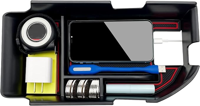 Compatible with Camry XLE/XSE 2018-2023 Center Console Organizer Tray Accessories, Fit Dual USB Ports (Red)