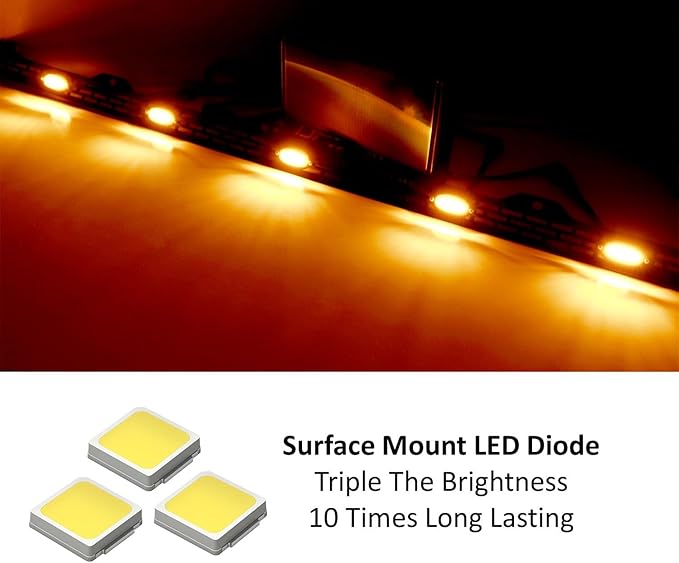 iJDMTOY Clear Lens Amber Yellow Full LED Front Upper Hood Bulge Insert Replacement Lighting Kit Compatible with Toyota 2014-2021 Tundra
