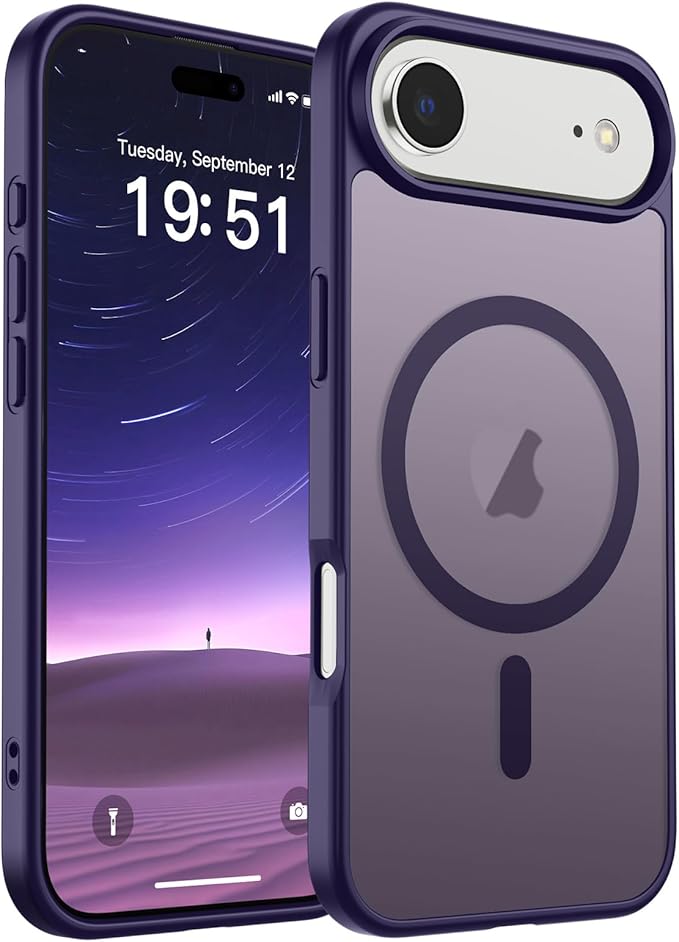 SUPFINE Magnetic for iPhone Air Case (Compatible with MagSafe)(Military Grade Drop Protection) Slim Translucent Matte Shockproof with Anti-Fingerprint Phone Cover for 17 Air,Dark Purple