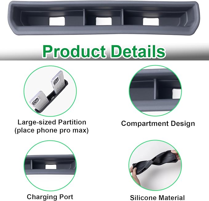 PIMCAR Truck Phone Holder for 2023 2024 2025 2026 Ford F250 F350 F450 F550 Pocket Insert Organizer with USB Hole, Premium Silicone Anti-Tipping Phone Stand, Super Duty OEM Accessories