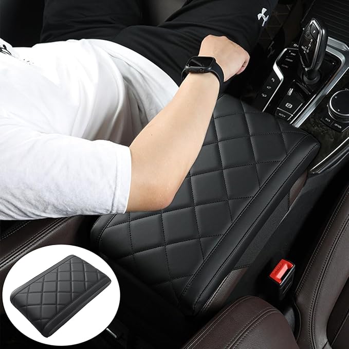 Upgrade Car Console Armrest Pad,Car Armrest Cushion with Comfortable Memory Foam,Premium PU Leather Car Armrest Cover,Universal Car Center Console Pillow,Car Accessories(Black3)