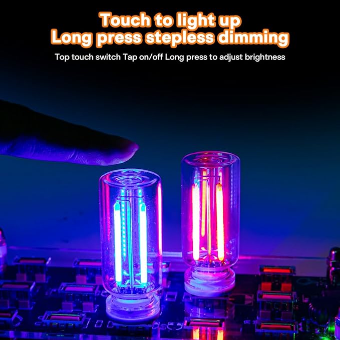 2PCS USB LED Lights for Car Interior, Mini Ambient Lighting Car Interior Lights, Touch Control Car USB Light, Decorative Night Light for Vehicle Bedroom Camping(Blue)