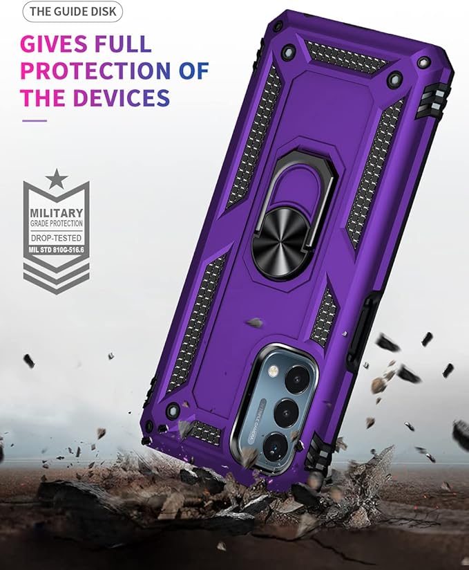 for OnePlus Nord N200 5G Case,with Screen Protector,[Military Grade] 16ft. Drop Tested Cover with Magnetic Kickstand Car Mount Protective Case for OnePlus Nord N200 5G, Purple