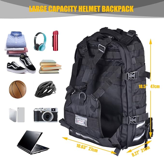 Large Capacity Motorcycle Helmet Backpack, Motorcycle Riding Hiking Backpack for Cycling