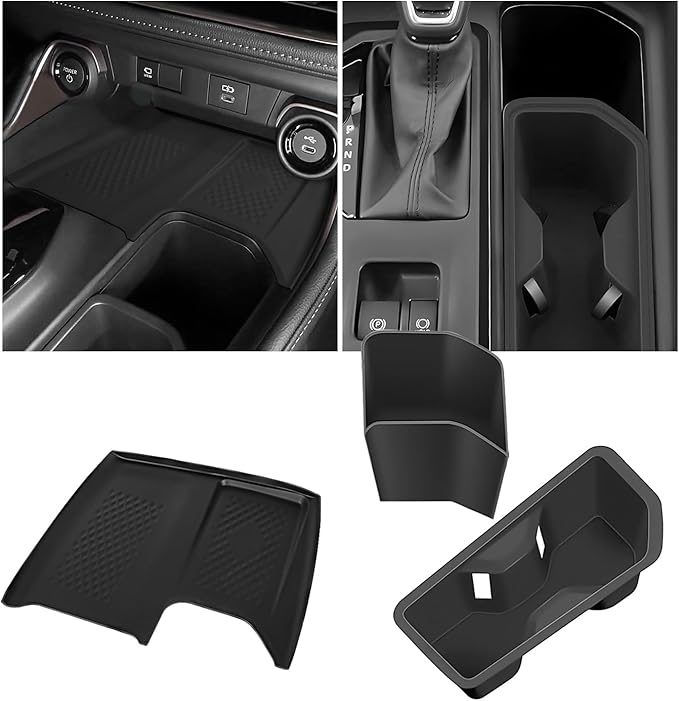 Compatible with Grand Highlander 2024-2026 Accessories, Black Silicone Center Console Cup Holder & Wireless Charging Anti-Slip Mat (3PCS)