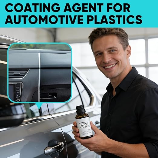 Crystal Coating for Car Plastic Parts - Plastic Trim Restorer to Restore Faded Surfaces - Long Lasting Shine, Easy Wipe-On for Dashboard, Door Panels & Exterior Trim (1)