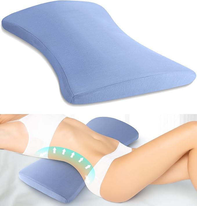 Lumbar Support Pillow for Bed: Memory Foam Lower Back Pain Relief Pillow for Sleeping, Ergonomic Waist Pillow for Side & Back Sleepers, Sciatica & Hip Pain Relief with Wedge Body Positioner Covers