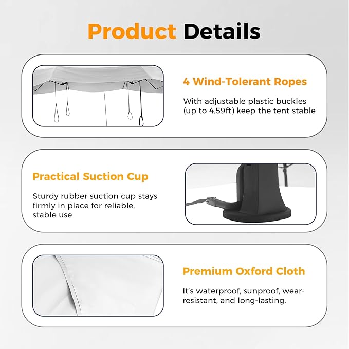 Semi-Automatic Car Tent, 3.78×7.2FT Portable Cars Umbrella Vehicles Tent Blocking UV Rays Car Roof Cover Cars Awning with Carrying Bag Sun Shades for Vehicles Roof Protection (Silver Gray)