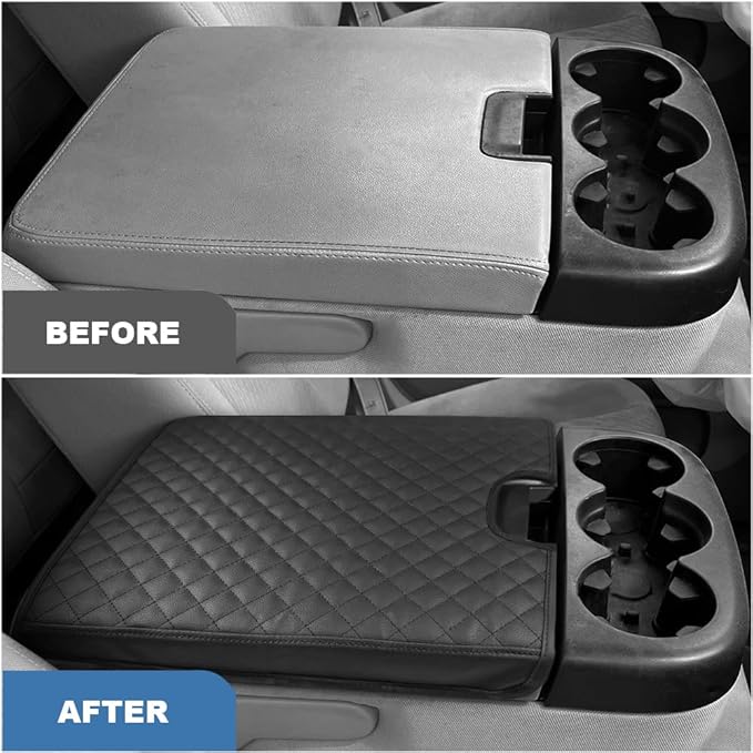 DEYTOP Center Console Cover for Chevy Silverado & Tahoe 2007-2013 Console Armrest Cover for GMC Sierra 2007-2013 Car Cushion Protector Pad (Jump Seat Console ONLY) (Blabk with Pad, 07-17 Jump SEAT)