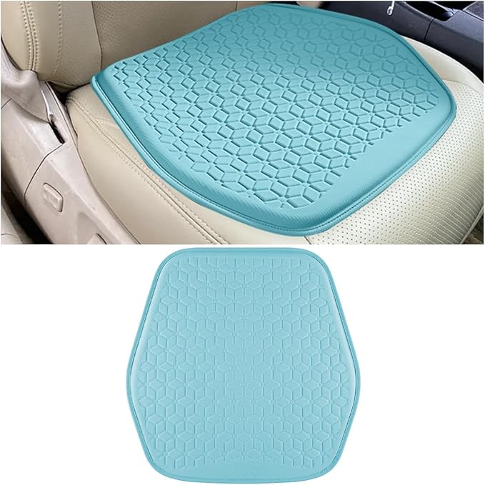 Gel Car Seat Cushion, Soft Cooling Honeycomb Non-Slip Vehicle Seat Bottom Mat for Long Sitting, Breathable Automotive Interior Chair Pad to Reduce Sweat, Universal for Truck SUV RV (Blue)