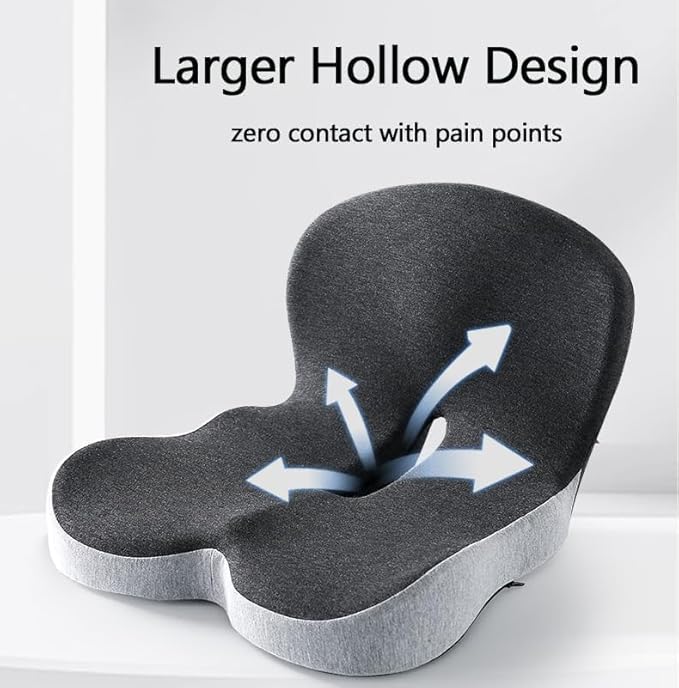 Back and Seat Cushion, Car Seat Cushion, Soothe+ Cushion, Memory Foam L-Shaped Integrated Seat Cushions Lumbar & Lower Back Support for Office Chair, Car (A-Light Grey)