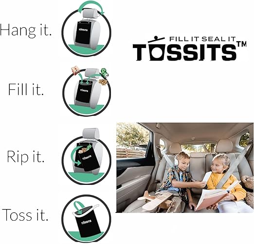 Tossits Recycled Disposable Car Trash Bags – Leakproof, Smell Proof Hanging Garbage Bags for Car, Truck, SUV, RV & Vehicle – Blue, 21 Count Disposable Automotive Trash Bags