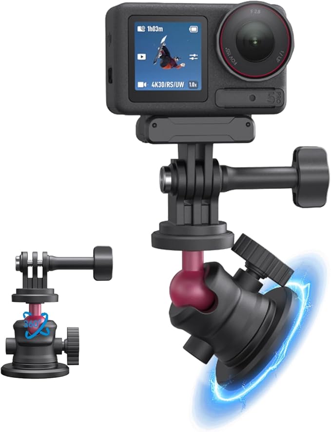 TELESIN Magnetic Mount Magnet Metal Mounts for Action Camera, 360° Quick Car Holder Attachment for DJI Action 6 5 Pro OSMO 360 Nano Pocket 3 GoPro Max Hero 13 12 11 10 Insta360 X5 Mounting Accessory