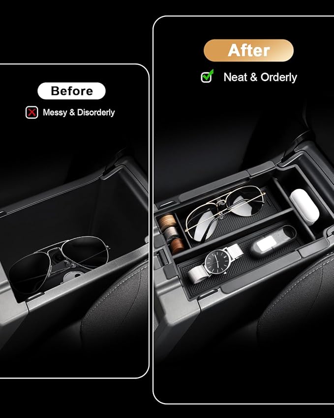 2026 Crosstrek Center Console Organizer - 2 Pcs Double-Layer Armrest Box Organizer + Hanging Center Console Organizer For 2024-2026 Subaru Crosstrek Hybrid/Impreza Accessories - ABS Storage Box