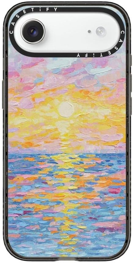 CASETiFY Impact iPhone Air Case [Slim/Compatible with Magsafe / 8.2 ft. 4X Military Grade Drop Protection] - Frosted Sunset - Clear Black