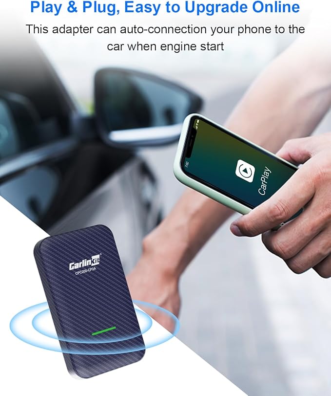 Carlinkit 4.0 Wireless CarPlay & Android Auto Adapter, Plug & Play, 2 in 1 - Fit for Factory Wired CarPlay Cars from 2015 to Now, No Latency, Online Upgrade, Auto-Connect After Set