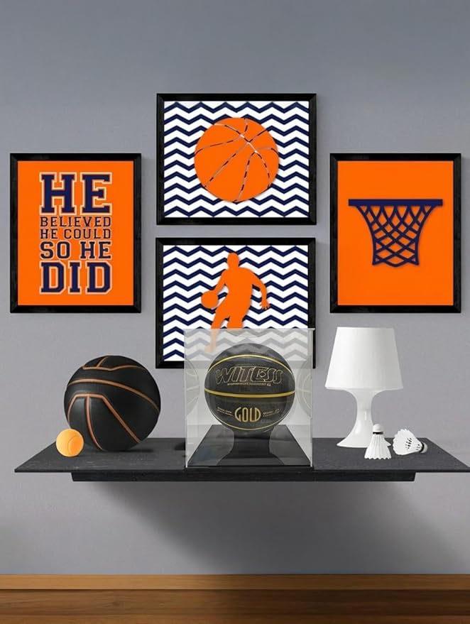 Basketball Display Case Stand,Clear Acrylic Display Case for Action Figures Toys Collectibles,Soccer Ball ,Need self-Assembly(9.8x9.8x11inch;25x25x28cm)