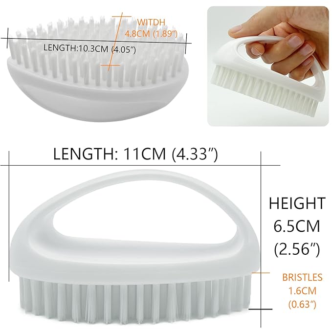 GKETN Hand and Nail Brush for Cleaning Fingernails Fingers Nylon Firm Stiff Bristles Heavy Duty Scrub Clean Brushes for Mechanics Gardeners, White, 1PC