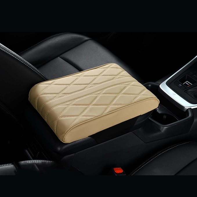 Car Center Console Cover for Lincoln Nautilus 2024-2025,Armrest Box Mat,Car Armrest Box Pad,Center Console Cushion,Leather Car Armrest Box Pad,Scratch Resistant,Comfort Elbow,C-Beige