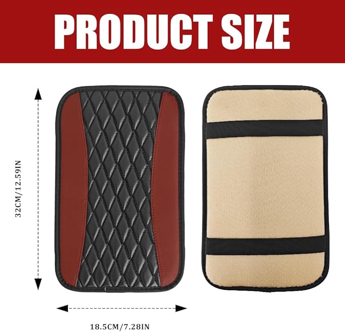 Car Center Console Cushion Pad, Armrest Cover for Car, Leather Waterproof Armrest Seat Box Cover, Auto Accessories Comfortable Arm Rest Box Cushion Pad for Most Vehicles (Coffee)