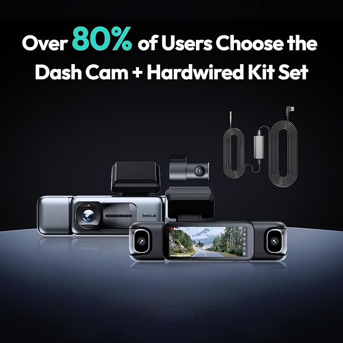 BOTSLAB 3K 4 Channel Dash Cam, 24/7 Parking Mode with Hardwire Kit, 560° View, Front and Rear Inside Car Camera with 3.18”Touch Screen, Night Vision Voice Control, Free 128GB Card 5.8GHz WiFi & GPS