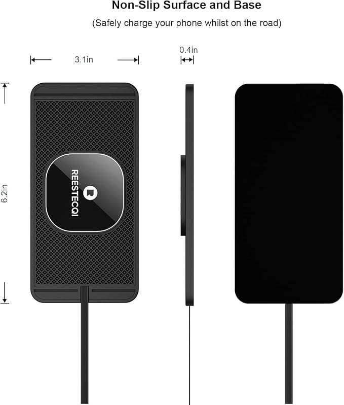 Magnetic Wireless Car Charger Pad, REESTECQI 15W Wireless Charging Pad for Magsafe Charger Wireless Charger for Car Non Slip Type C with 40W Car Charger for iPhone 17/16/15/14/13/12 (1M Cable)
