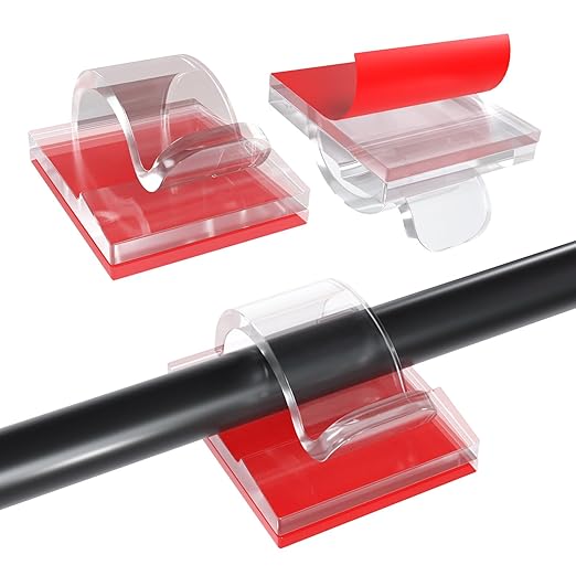 MMOBIEL 240pcs Self Adhesive Cable Clips – Wire Holder Clear Hooks Cord Organizer – Cable Management for Under Desk, Wall, Car, Office, Electrical Wires etc. – Wire Organizers Diameter 0.26 inch