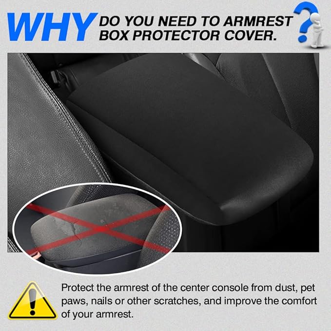 Autorder Center Console Armrest Cover for Toyota 4Runner 2010-2022 2023 2024 Accessories Armrest Pad Anti-Scratch Middle Console Pad Leather Center Console Protector