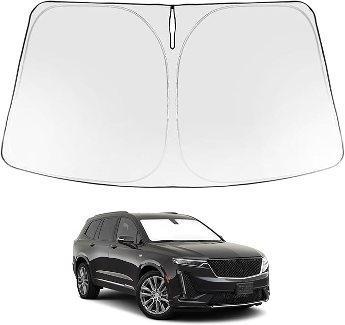 Proadsy Windshield Sun Shade for Cadillac XT6 2020-2025 2026 Foldable Front Sunshade Protector Sun Visor Blocks UV Rays Keep Car Cooler