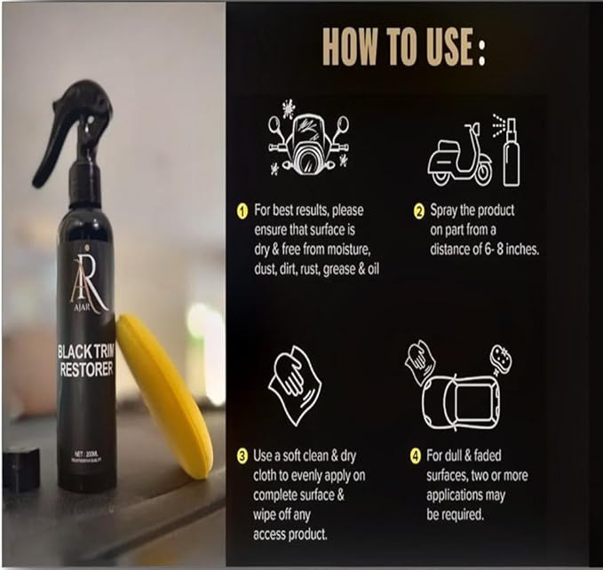 Plastic & Tire Trim Restorer – Shine & Protect Faded Car Trim – Conceals Scratches, UV Resistant, Lasts 8+ Months – 6.7 Fl Oz