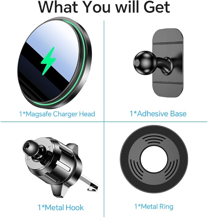 Coolpow for 15W MagSafe Car Mount Charger【Strongest Magnetic】 Magnetic Wireless Cars Charger,Magnetic Phone Holder for Cars,Phone Holders for Your Car Charger for iPhone 17 Pro Max 16 15 14
