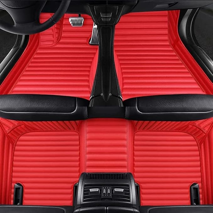 Custom Making Car Floor Mats Compatible with Audi BMW Mercedes-Benz Toyota Lexus Honda Infiniti Nissan Hyundai Kia All Models 2005-2026 (Striped Red)