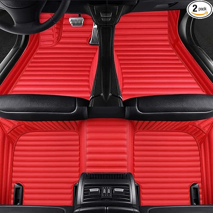 Custom Making Car Floor Mats Compatible with Audi BMW Mercedes-Benz Toyota Lexus Honda Infiniti Nissan Hyundai Kia All Models 2005-2026 (Striped Red)