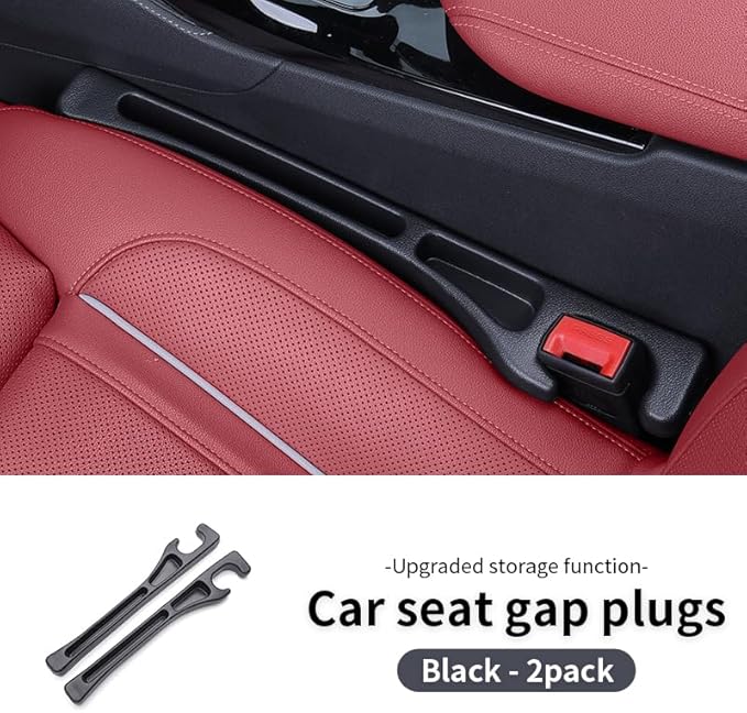 Car Seat Gap Filler 2-Pack, Universal Elastic Soft Foam Seat Gap Plug – Fills Gap Between Seat & Console, Drop-Proof Guard for Phones, Keys & Cards, Fits Cars, SUVs, Trucks & Sedans