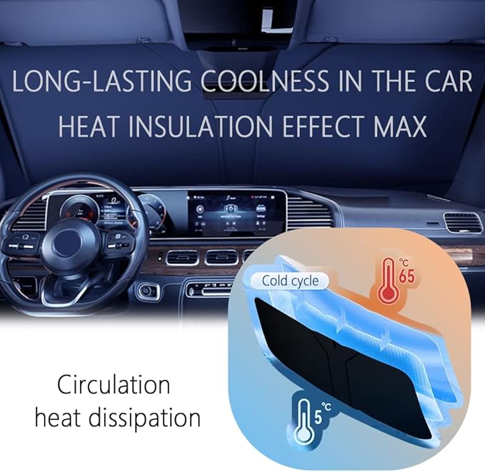 300T Thickened Automotive Glass Sunshade and Comes with Storage Bag,Keep Car Interior Cool,Windshield Sun Shade Fit for Small Cars (M: 55.12 * 27.6 inch)
