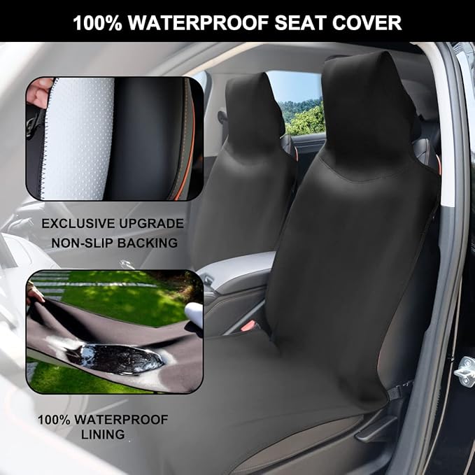 INFANZIA Premium Waterproof Seat Cover Towel Protector Neoprene Universal Fit, Upgraded 100% Washable & Removable Non-Slip Sweat Carseat Towel Covers, Perfect for Gym/Yoga/Workout（Black,1PCS