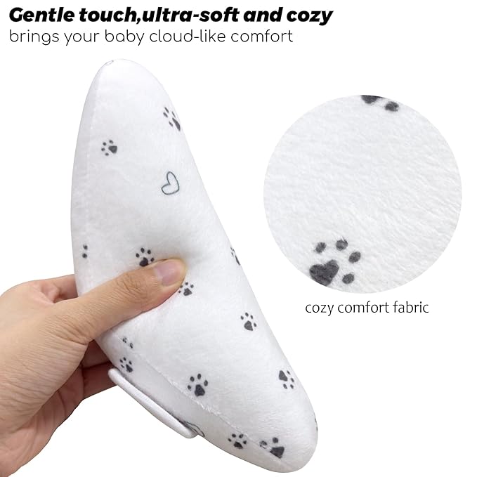 Adjustable Baby Head Neck Support Pillow for Car Seat and Stroller - Soft and Lightweight Cushion for Travel and Daily Use, with Cute Cat Paw Print Pattern Baby Travel Pillow