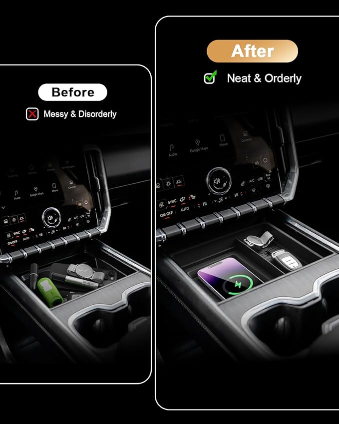 ECOZEN 2026 Acadia Center Console Organizer - For 2024-2026 GMC Acadia Under Screen Organizer Storage Tray - Compatible with 2024-2026 GMC Acadia(Elevation/AT4) Accessories ABS - Not Fit Denali Trim