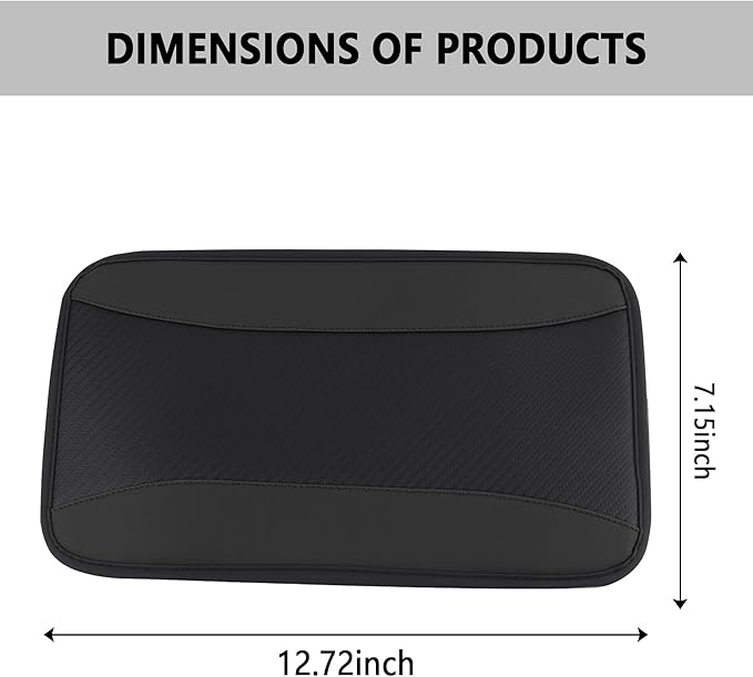 Stylish Car Center Console Cover,PU Leather Car Armrest Cover Prevent Scratches on Center Console,Universal Car Armrest Cushion Car Accessories Interior for Car SUV Truck (Black)