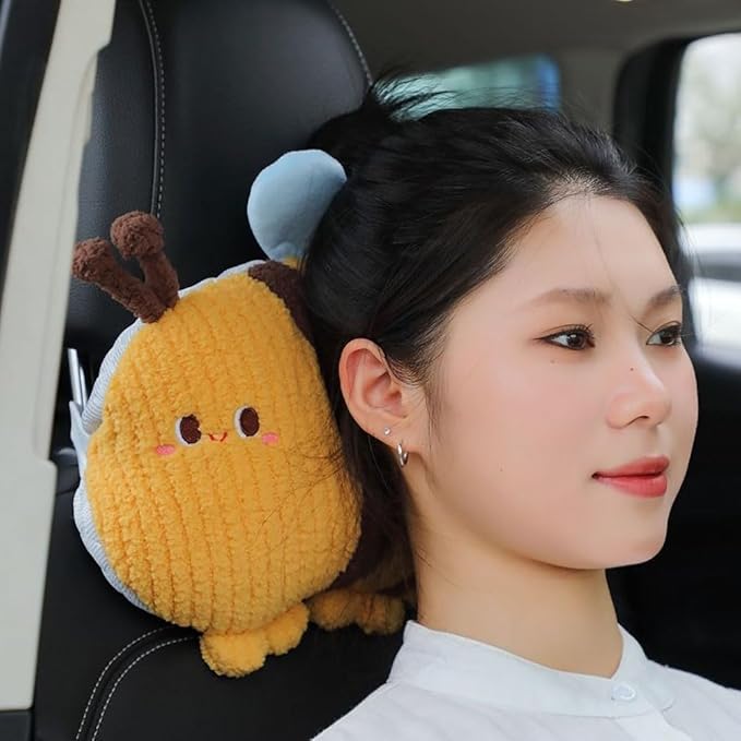 Bee Shaped Car Headrest Pillow Neck Rest Driver Seat Cushion 1 PCS- Neck Pillow