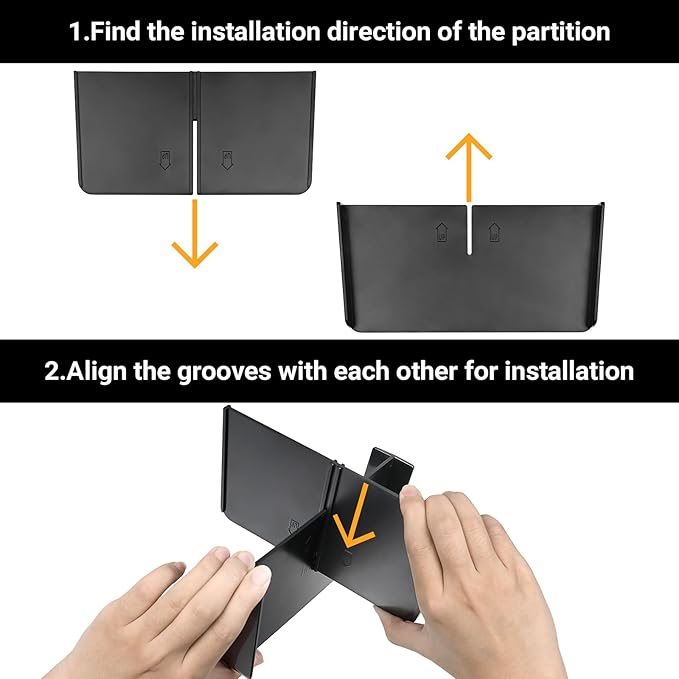YOJOJOCO Center Console Dividers Organizer Compatible with Honda 2023-2025 2026 Pilot ＆ 2024-2026 Ridgeline ＆ 2024-2026 Passport Accessories Black ABS Plastic Material Secondary Compartment Organizer