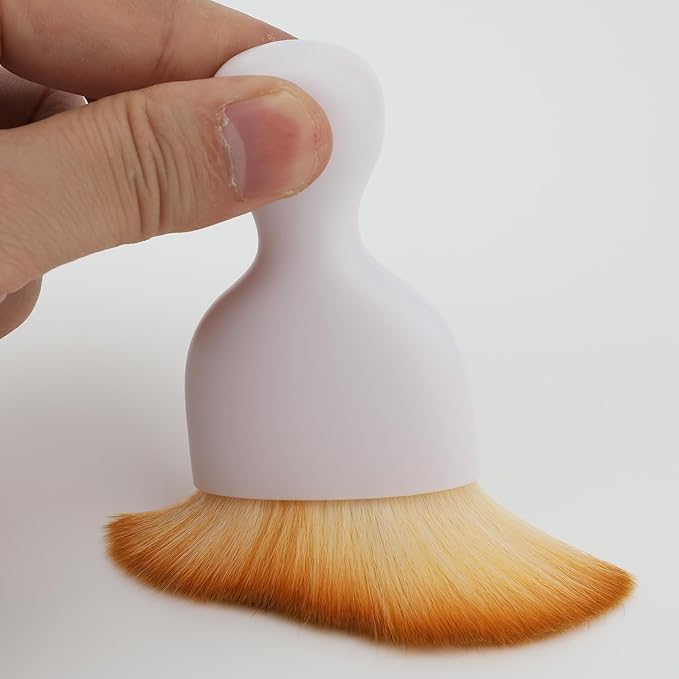 Car Detailing Brush, Soft Bristle Cleaning Brush, Scratch-Free Auto Duster Tool for Dashboard, Air Vents, Leather & Interior Cleaning (White&Brown with Cap)