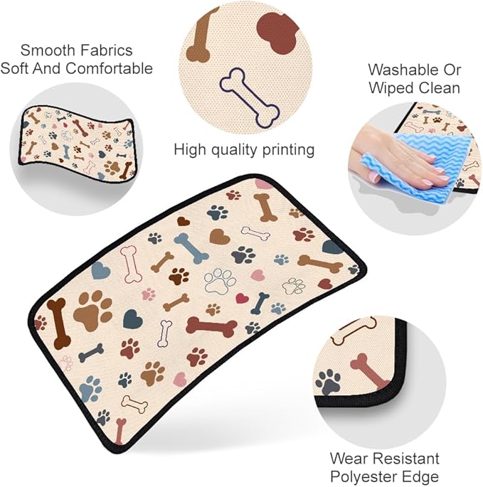 1pc Center Console Armrest Cover Pad 12.6x7.5 inch Dog Paw Prints Bones Neoprene Car Armrest Cushion Waterproof Armrests Seat Box Cover Protector for Universal Cars Vehicles SUVs