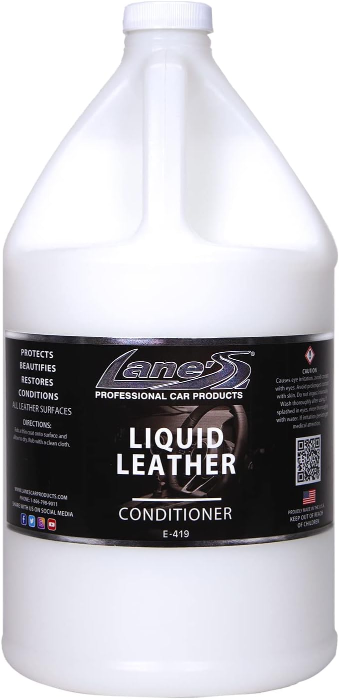 LANE'S Liquid Leather Conditioner- Car Leather Protection, Leather Conditioner- Softens leather, Revives Flexibility, Prevents Fading and Cracking, Easy Application (128 OZ)